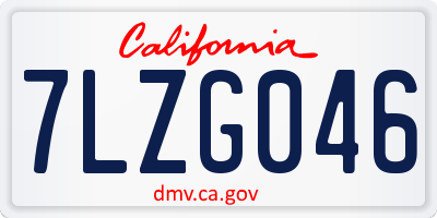 CA license plate 7LZG046