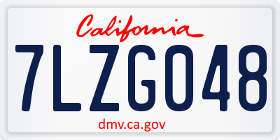 CA license plate 7LZG048