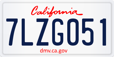 CA license plate 7LZG051