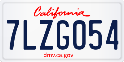 CA license plate 7LZG054