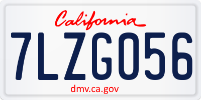 CA license plate 7LZG056