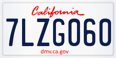 CA license plate 7LZG060