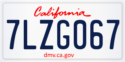 CA license plate 7LZG067