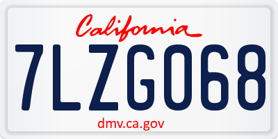 CA license plate 7LZG068