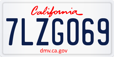 CA license plate 7LZG069