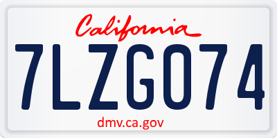 CA license plate 7LZG074