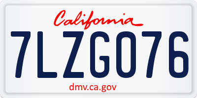 CA license plate 7LZG076