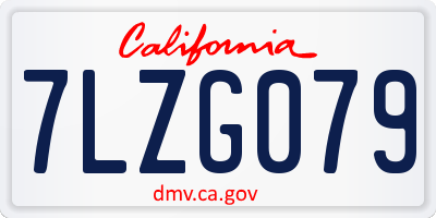 CA license plate 7LZG079