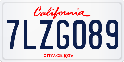 CA license plate 7LZG089