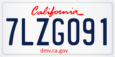 CA license plate 7LZG091