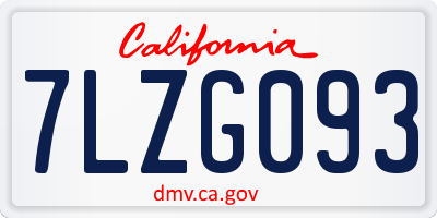 CA license plate 7LZG093