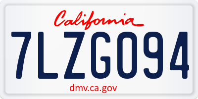 CA license plate 7LZG094