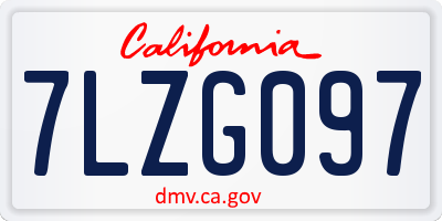 CA license plate 7LZG097