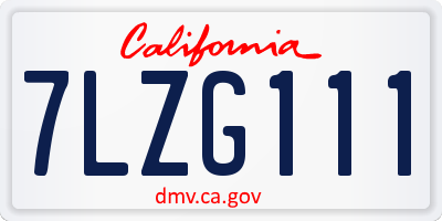 CA license plate 7LZG111