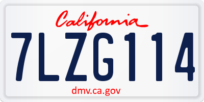 CA license plate 7LZG114