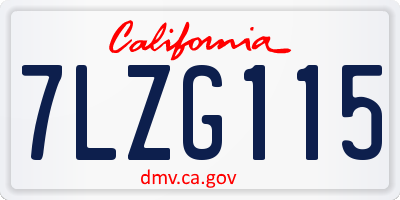 CA license plate 7LZG115