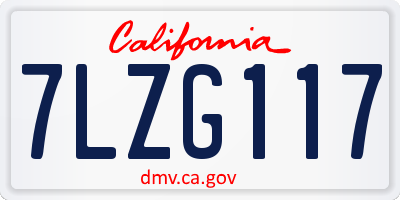 CA license plate 7LZG117