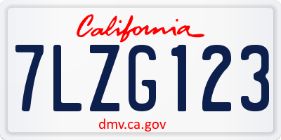 CA license plate 7LZG123