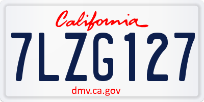 CA license plate 7LZG127