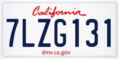 CA license plate 7LZG131