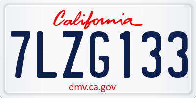 CA license plate 7LZG133