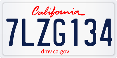CA license plate 7LZG134