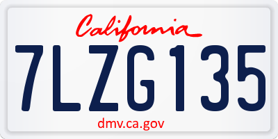 CA license plate 7LZG135