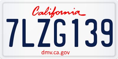 CA license plate 7LZG139