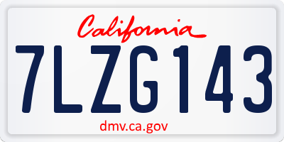 CA license plate 7LZG143