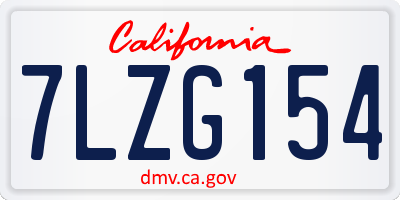 CA license plate 7LZG154