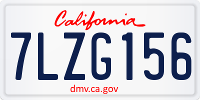 CA license plate 7LZG156