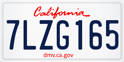 CA license plate 7LZG165