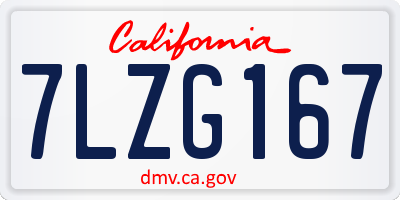 CA license plate 7LZG167