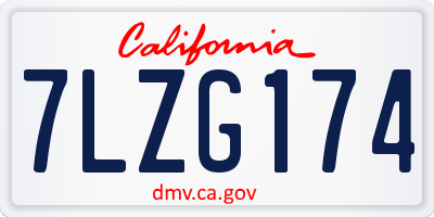 CA license plate 7LZG174