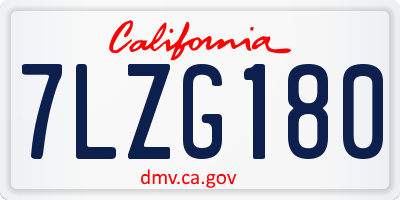 CA license plate 7LZG180