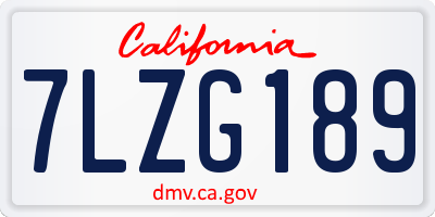 CA license plate 7LZG189