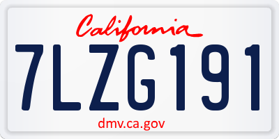CA license plate 7LZG191