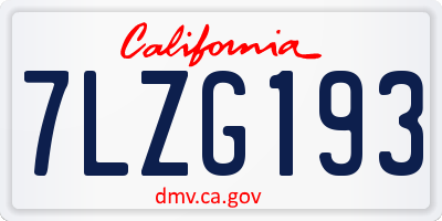 CA license plate 7LZG193