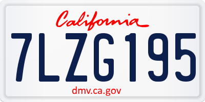 CA license plate 7LZG195