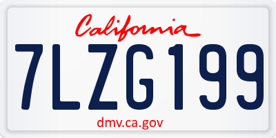 CA license plate 7LZG199