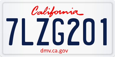 CA license plate 7LZG201