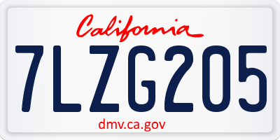 CA license plate 7LZG205