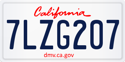 CA license plate 7LZG207