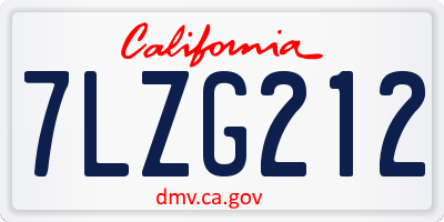 CA license plate 7LZG212