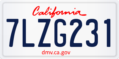 CA license plate 7LZG231