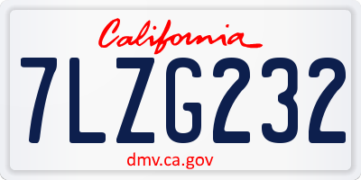 CA license plate 7LZG232
