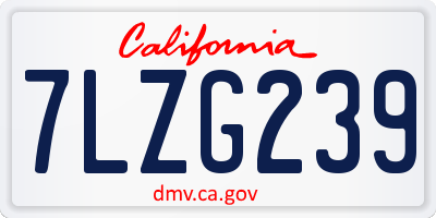 CA license plate 7LZG239