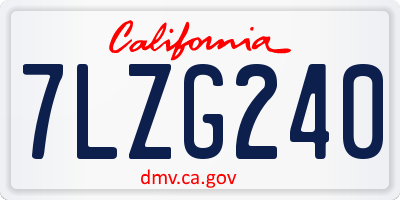 CA license plate 7LZG240