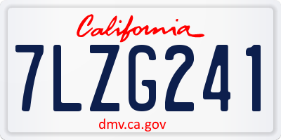 CA license plate 7LZG241