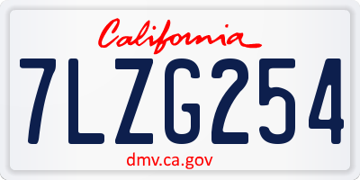 CA license plate 7LZG254